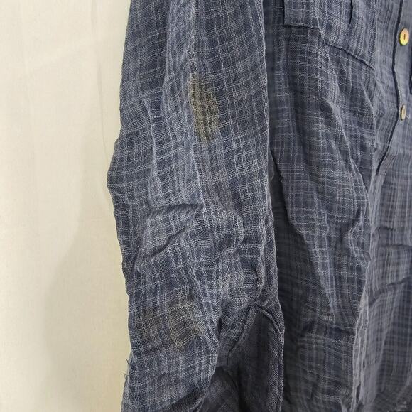 Free People Talk To Me Gauzy Fray Hem Top Size XS Blue Popover Boho Buttons - Picture 6 of 11